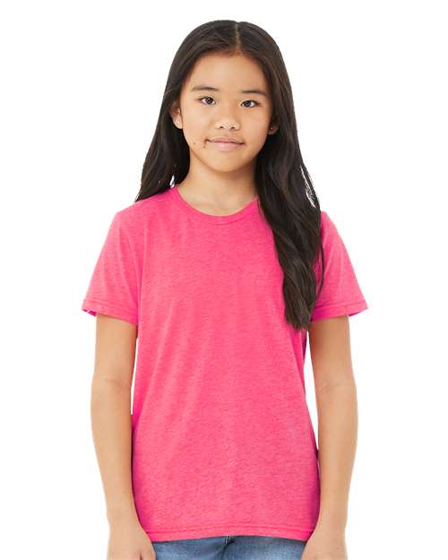 BELLA + CANVAS 3413Y - Youth Triblend Tee - Charity Pink Triblend