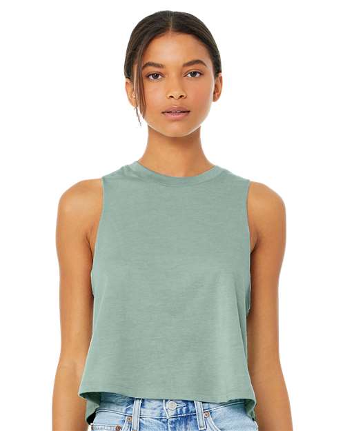 BELLA + CANVAS 6682 - Women's Racerback Crop Tank - Heather Dusty Blue
