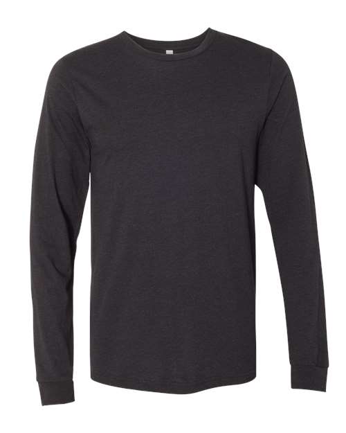 BELLA + CANVAS 3501CVC - Heather CVC Long Sleeve Tee - Black Heather