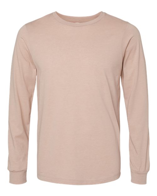 BELLA + CANVAS 3501CVC - Heather CVC Long Sleeve Tee - Heather Pink Gravel