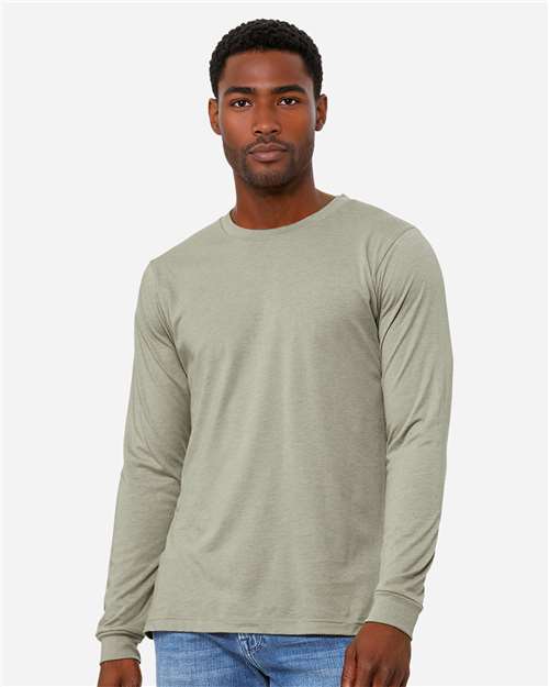BELLA + CANVAS 3501CVC - Heather CVC Long Sleeve Tee - Heather Stone