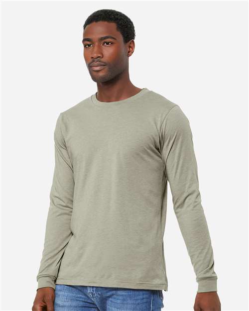 BELLA + CANVAS 3501CVC - Heather CVC Long Sleeve Tee - Heather Stone