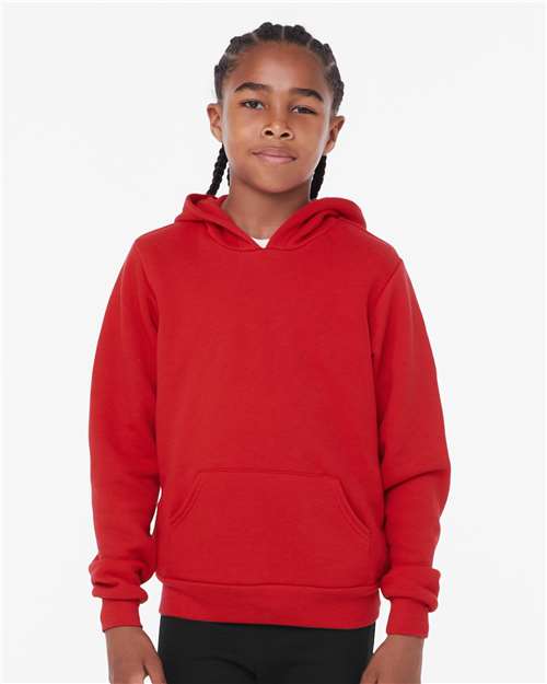 BELLA + CANVAS 3719Y - Youth Sponge Fleece Hoodie Sweatshirt - Red