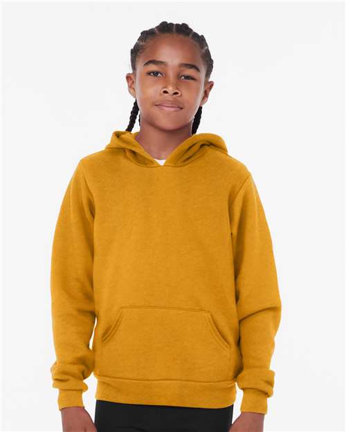 BELLA + CANVAS 3719Y - Youth Sponge Fleece Hoodie Sweatshirt - Heather Mustard