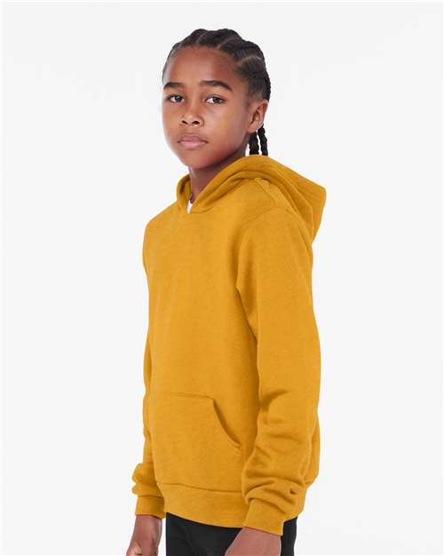 BELLA + CANVAS 3719Y - Youth Sponge Fleece Hoodie Sweatshirt - Heather Mustard