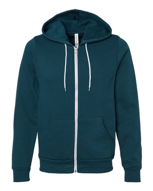 BELLA + CANVAS 3739 - Unisex Sponge Fleece Full-Zip Hoodie Sweatshirt - Atlantic