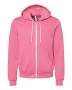 BELLA + CANVAS 3739 - Unisex Sponge Fleece Full-Zip Hoodie Sweatshirt - Heather Charity Pink