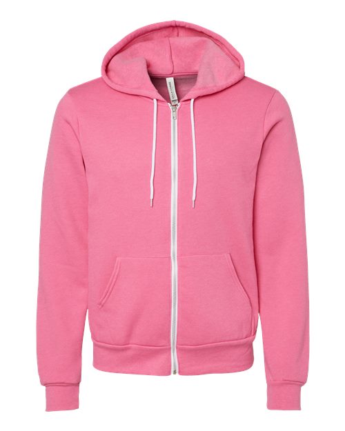 BELLA + CANVAS 3739 - Unisex Sponge Fleece Full-Zip Hoodie Sweatshirt - Heather Charity Pink