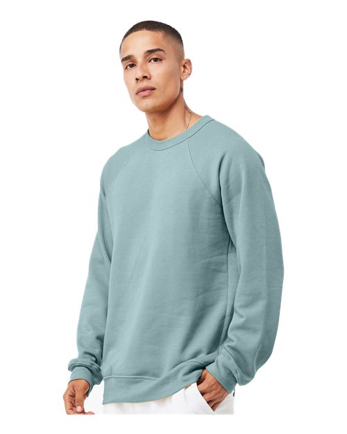 BELLA + CANVAS 3901 - Unisex Sponge Fleece Raglan Crewneck Sweatshirt - Heather Blue Lagoon
