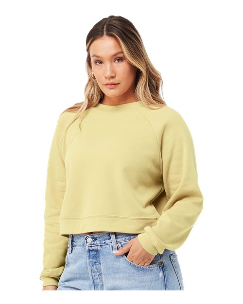 BELLA + CANVAS 7505 - Women's Crop Raglan Crewneck Sweatshirt - French Vanilla