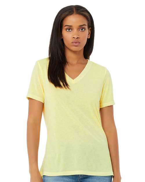 BELLA + CANVAS 6415 - Women's Relaxed Triblend V-Neck Tee - Pale Yellow Triblend