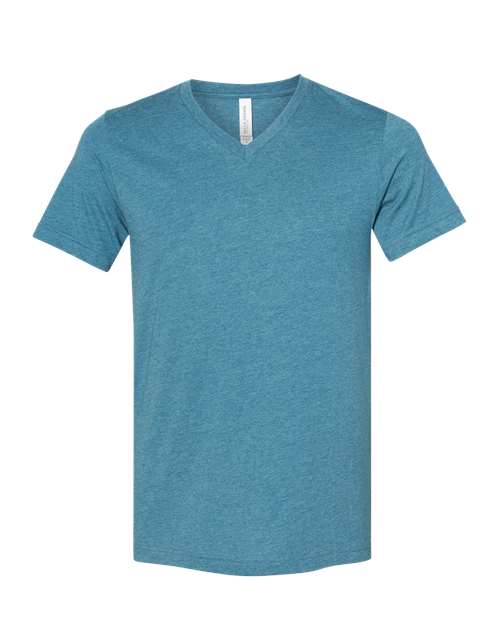 BELLA + CANVAS 3005CVC - Unisex Heather CVC V-Neck Tee - Heather Deep Teal
