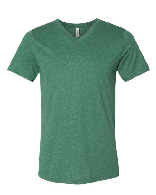 BELLA + CANVAS 3005CVC - Unisex Heather CVC V-Neck Tee - Heather Grass Green