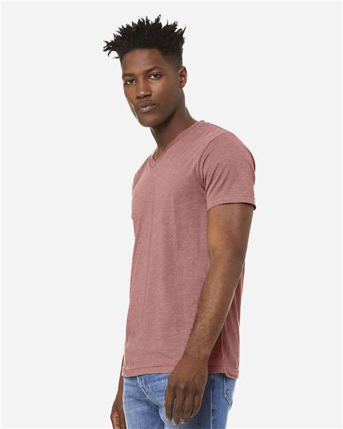 BELLA + CANVAS 3005CVC - Unisex Heather CVC V-Neck Tee - Heather Mauve