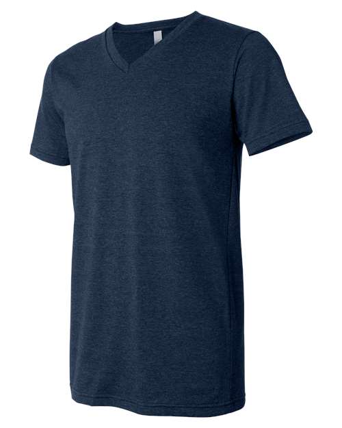 BELLA + CANVAS 3005CVC - Unisex Heather CVC V-Neck Tee - Heather Navy