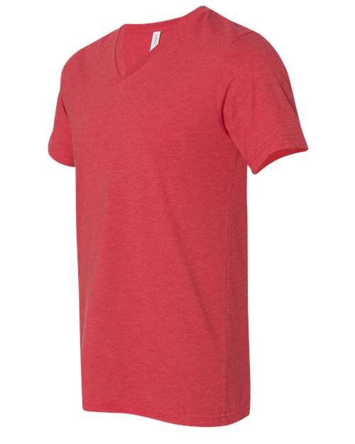 BELLA + CANVAS 3005CVC - Unisex Heather CVC V-Neck Tee - Heather Red