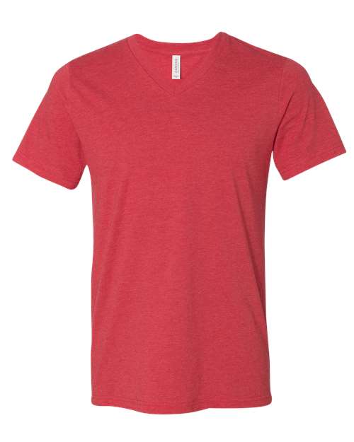 BELLA + CANVAS 3005CVC - Unisex Heather CVC V-Neck Tee - Heather Red