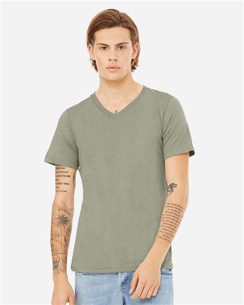 BELLA + CANVAS 3005CVC - Unisex Heather CVC V-Neck Tee - Heather Stone
