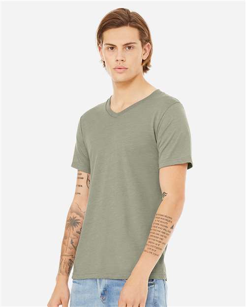 BELLA + CANVAS 3005CVC - Unisex Heather CVC V-Neck Tee - Heather Stone