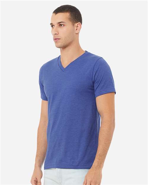 BELLA + CANVAS 3005CVC - Unisex Heather CVC V-Neck Tee - Heather True Royal