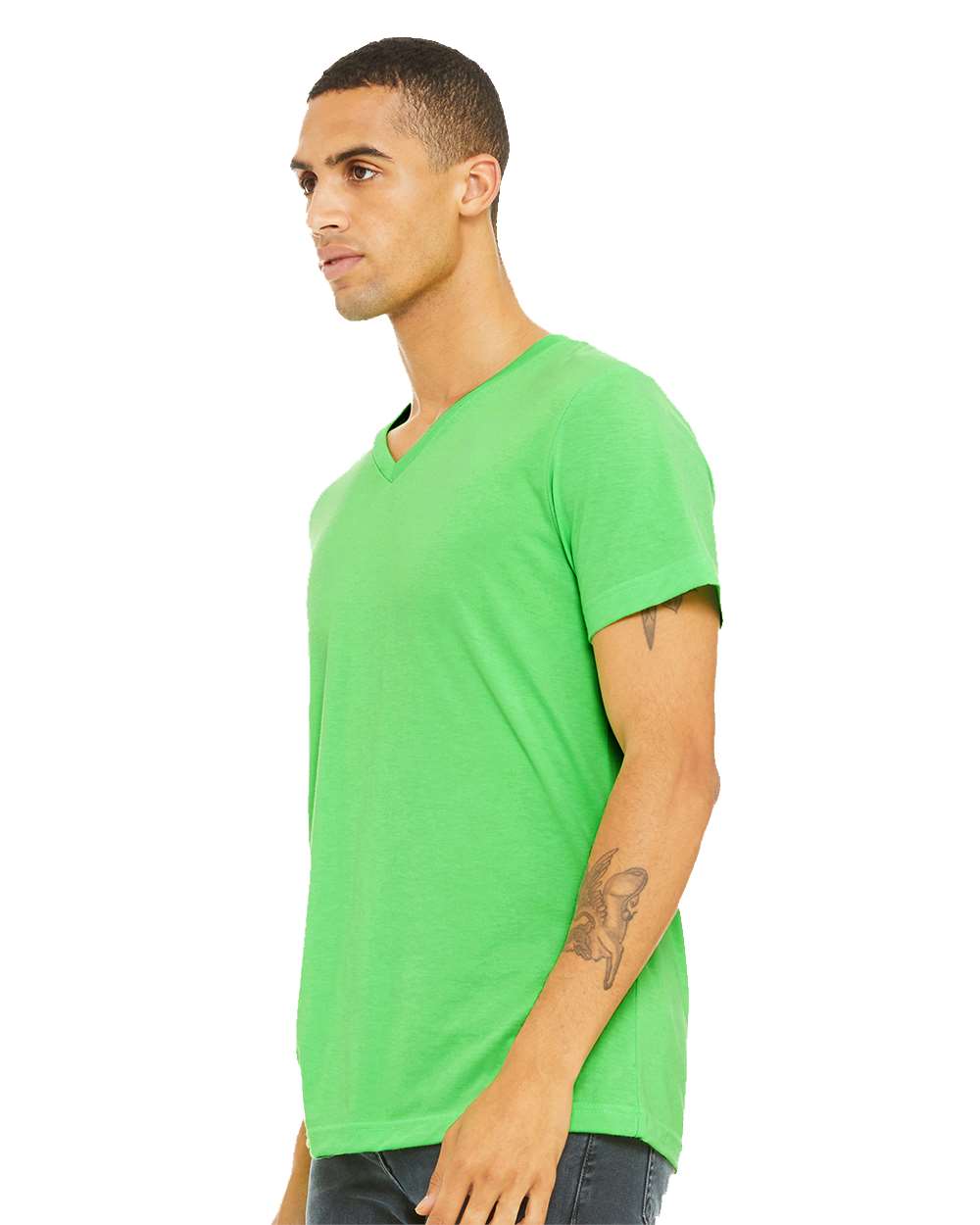 BELLA + CANVAS 3005CVC - Unisex Heather CVC V-Neck Tee - Neon Green