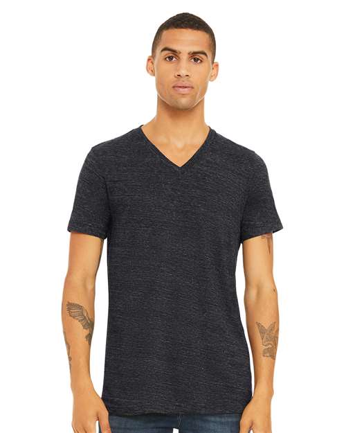 BELLA + CANVAS 3655 - Unisex Textured Jersey V-Neck Tee - Charcoal Black Slub