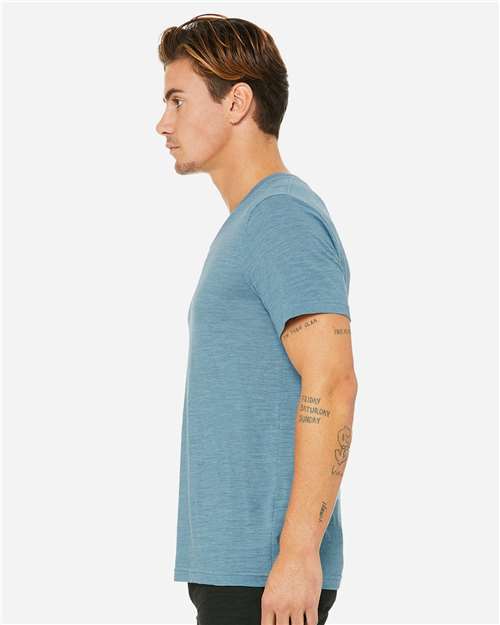 BELLA + CANVAS 3655 - Unisex Textured Jersey V-Neck Tee - Denim Slub