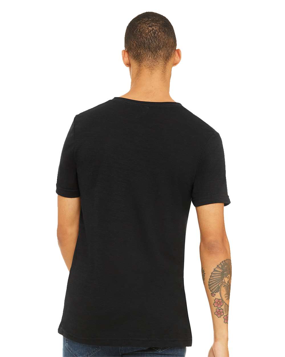 BELLA + CANVAS 3655 - Unisex Textured Jersey V-Neck Tee - Solid Black Slub