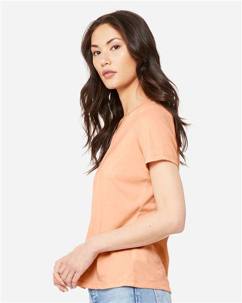 BELLA + CANVAS 6405CVC - Women's Relaxed Heather CVC V-Neck Tee - Heather Peach