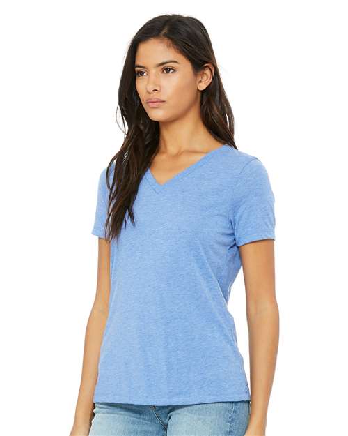 BELLA + CANVAS 6415 - Women's Relaxed Triblend V-Neck Tee - Blue Triblend