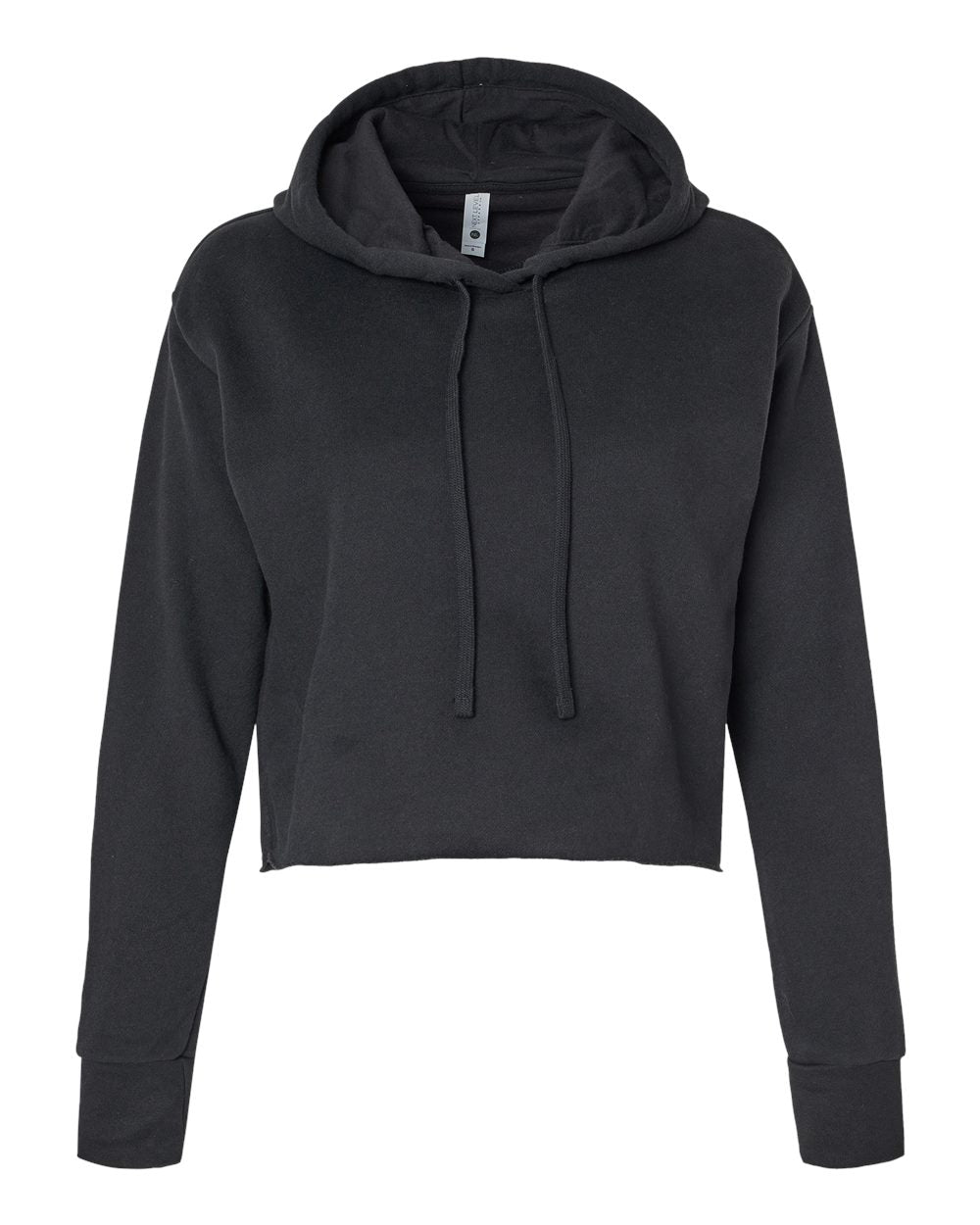 Next Level 9384 — Women's Laguna Sueded Raw Edge Crop Hoodie Sweatshirt — Black (flat)