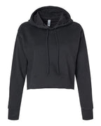 Next Level 9384 — Women's Laguna Sueded Raw Edge Crop Hoodie Sweatshirt — Black (flat)