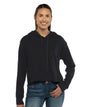 Next Level 9384 — Women's Laguna Sueded Raw Edge Crop Hoodie Sweatshirt — Black