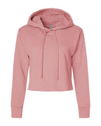 Next Level 9384 — Women's Laguna Sueded Raw Edge Crop Hoodie Sweatshirt — Desert Pink (flat)