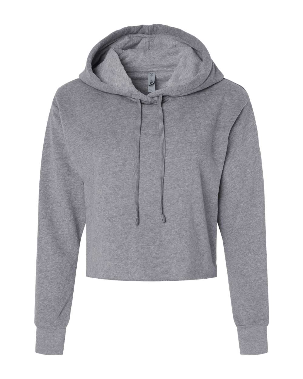 Next Level 9384 — Women's Laguna Sueded Raw Edge Crop Hoodie Sweatshirt — Heather Grey (flat)