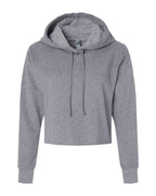 Next Level 9384 — Women's Laguna Sueded Raw Edge Crop Hoodie Sweatshirt — Heather Grey (flat)