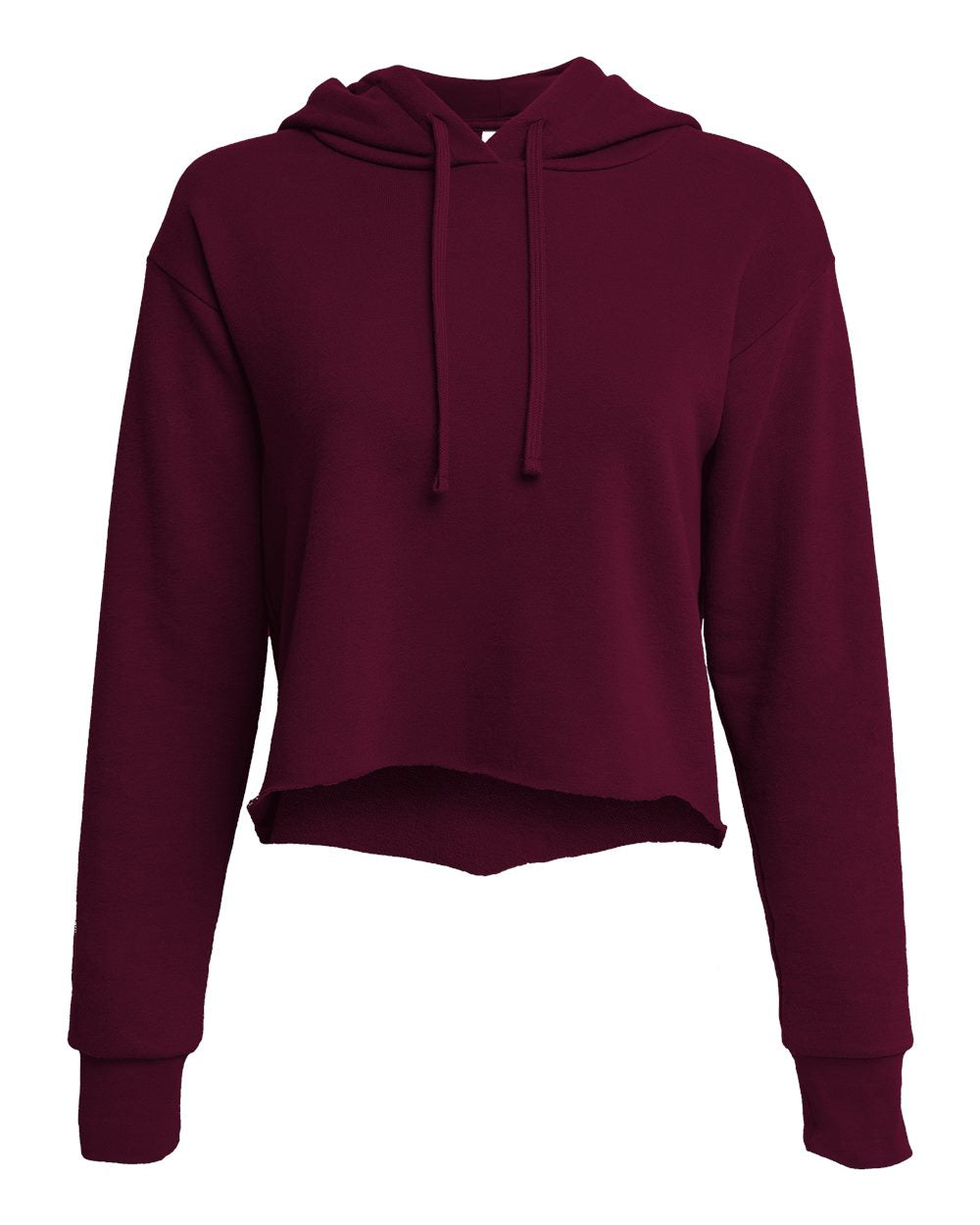 Next Level 9384 — Women's Laguna Sueded Raw Edge Crop Hoodie Sweatshirt — Maroon (flat)