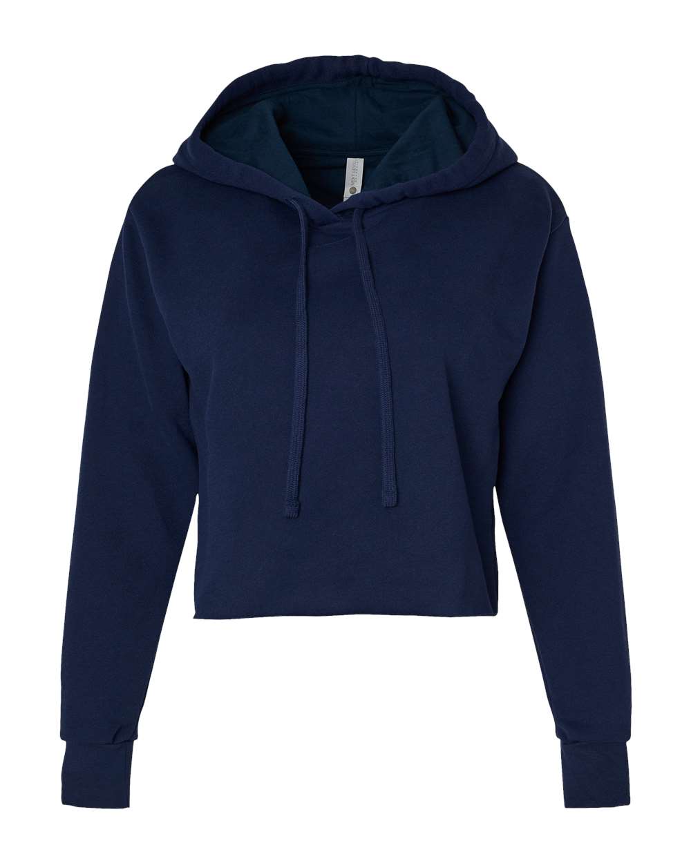 Next Level 9384 — Women's Laguna Sueded Raw Edge Crop Hoodie Sweatshirt — Midnight Navy (flat)