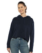 Next Level 9384 — Women's Laguna Sueded Raw Edge Crop Hoodie Sweatshirt — Midnight Navy