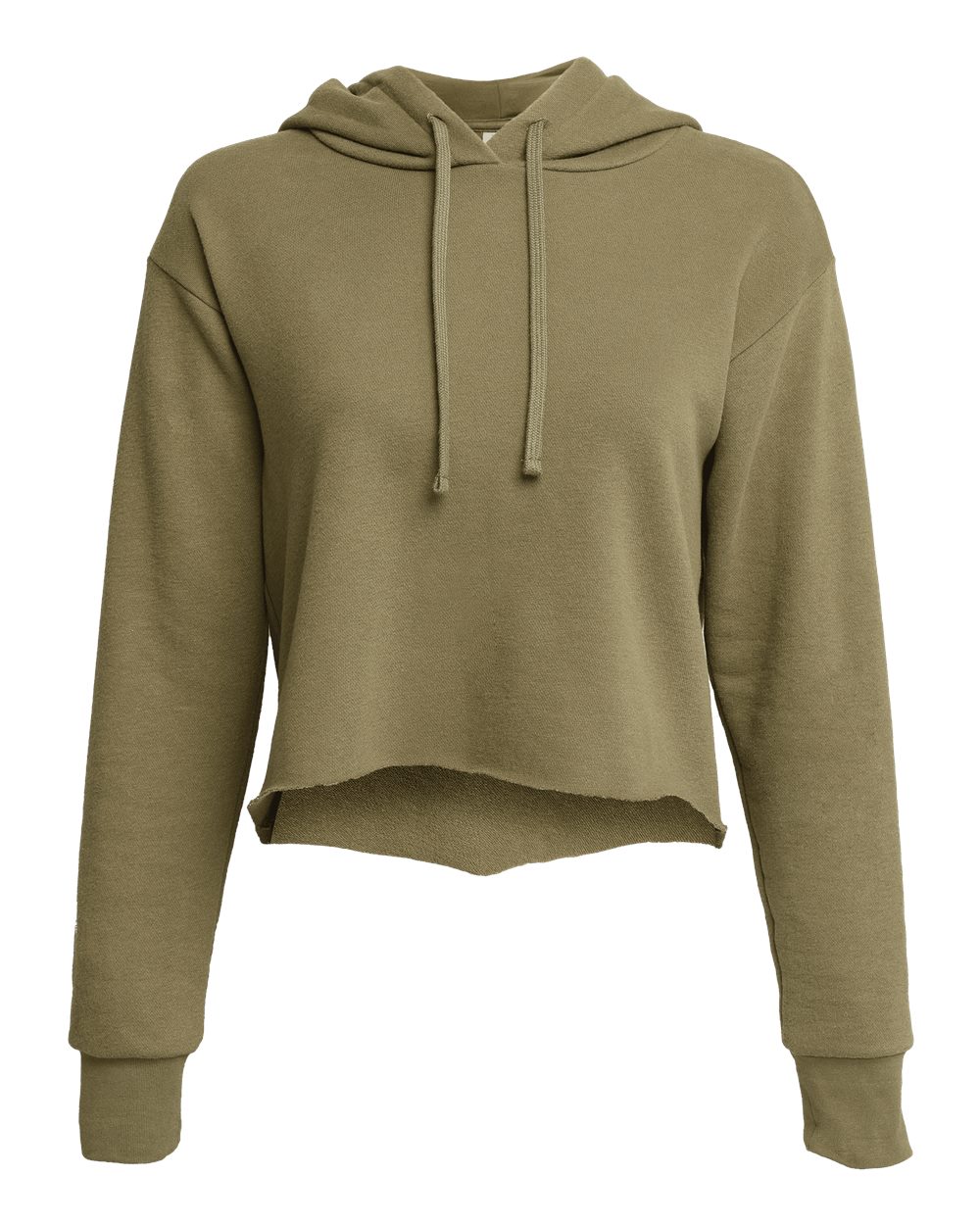 Next Level 9384 — Women's Laguna Sueded Raw Edge Crop Hoodie Sweatshirt — Military Green (flat)