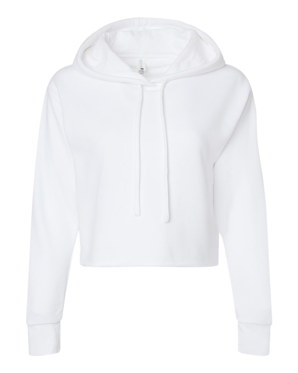 Next Level 9384 — Women's Laguna Sueded Raw Edge Crop Hoodie Sweatshirt — White (flat)