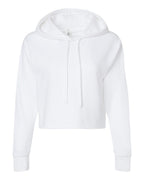 Next Level 9384 — Women's Laguna Sueded Raw Edge Crop Hoodie Sweatshirt — White (flat)