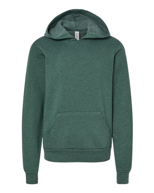 BELLA + CANVAS 3719Y - Youth Sponge Fleece Hoodie Sweatshirt - Heather Forest