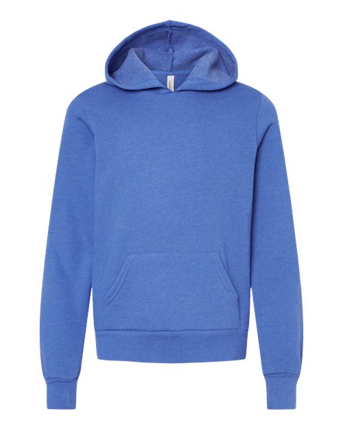 BELLA + CANVAS 3719Y - Youth Sponge Fleece Hoodie Sweatshirt - Heather True Royal