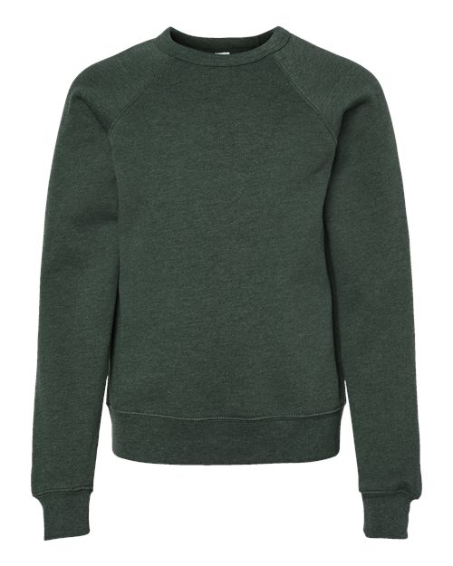 BELLA + CANVAS 3901Y - Youth Sponge Fleece Crewneck Sweatshirt - Heather Forest