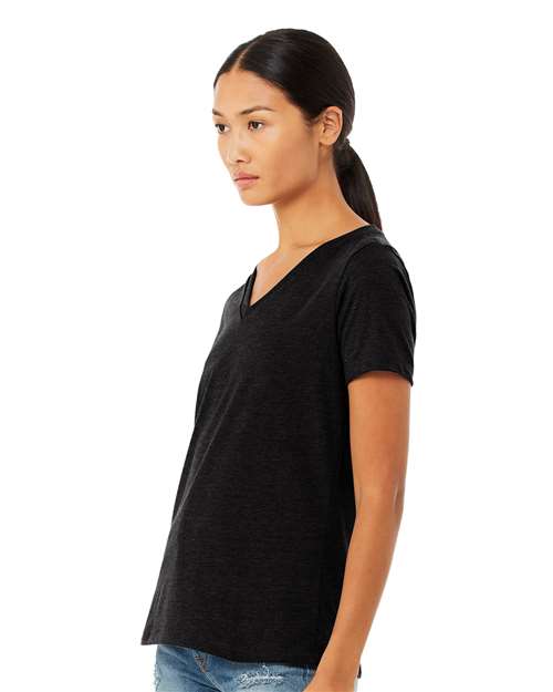 BELLA + CANVAS 6405CVC - Women's Relaxed Heather CVC V-Neck Tee - Solid Black Blend