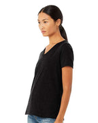 BELLA + CANVAS 6405CVC - Women's Relaxed Heather CVC V-Neck Tee - Solid Black Blend