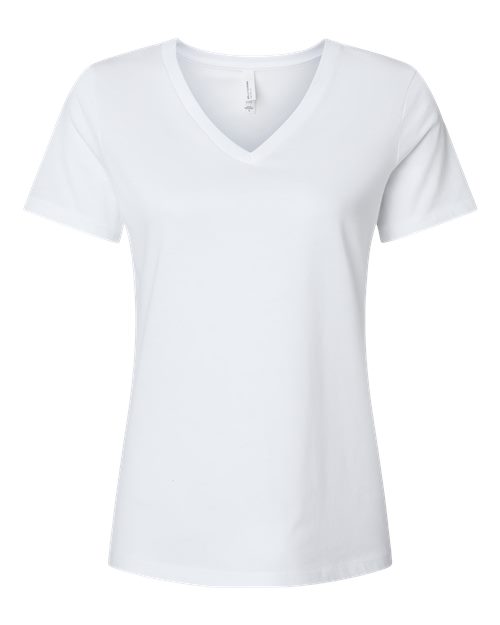 BELLA + CANVAS 6405CVC - Women's Relaxed Heather CVC V-Neck Tee - Solid White Blend