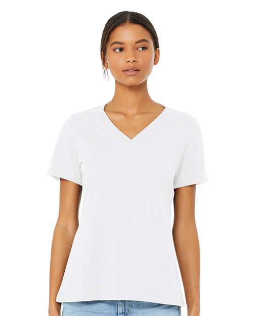 BELLA + CANVAS 6405CVC - Women's Relaxed Heather CVC V-Neck Tee - Solid White Blend