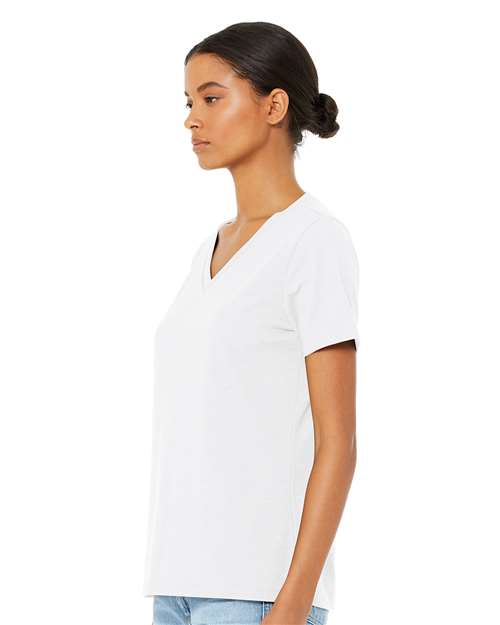 BELLA + CANVAS 6405CVC - Women's Relaxed Heather CVC V-Neck Tee - Solid White Blend